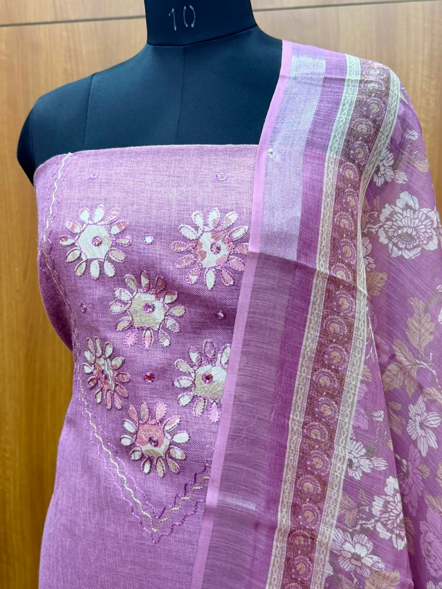 Semi silk unstitched salwar set with matching dupatta in rich ethnic colors