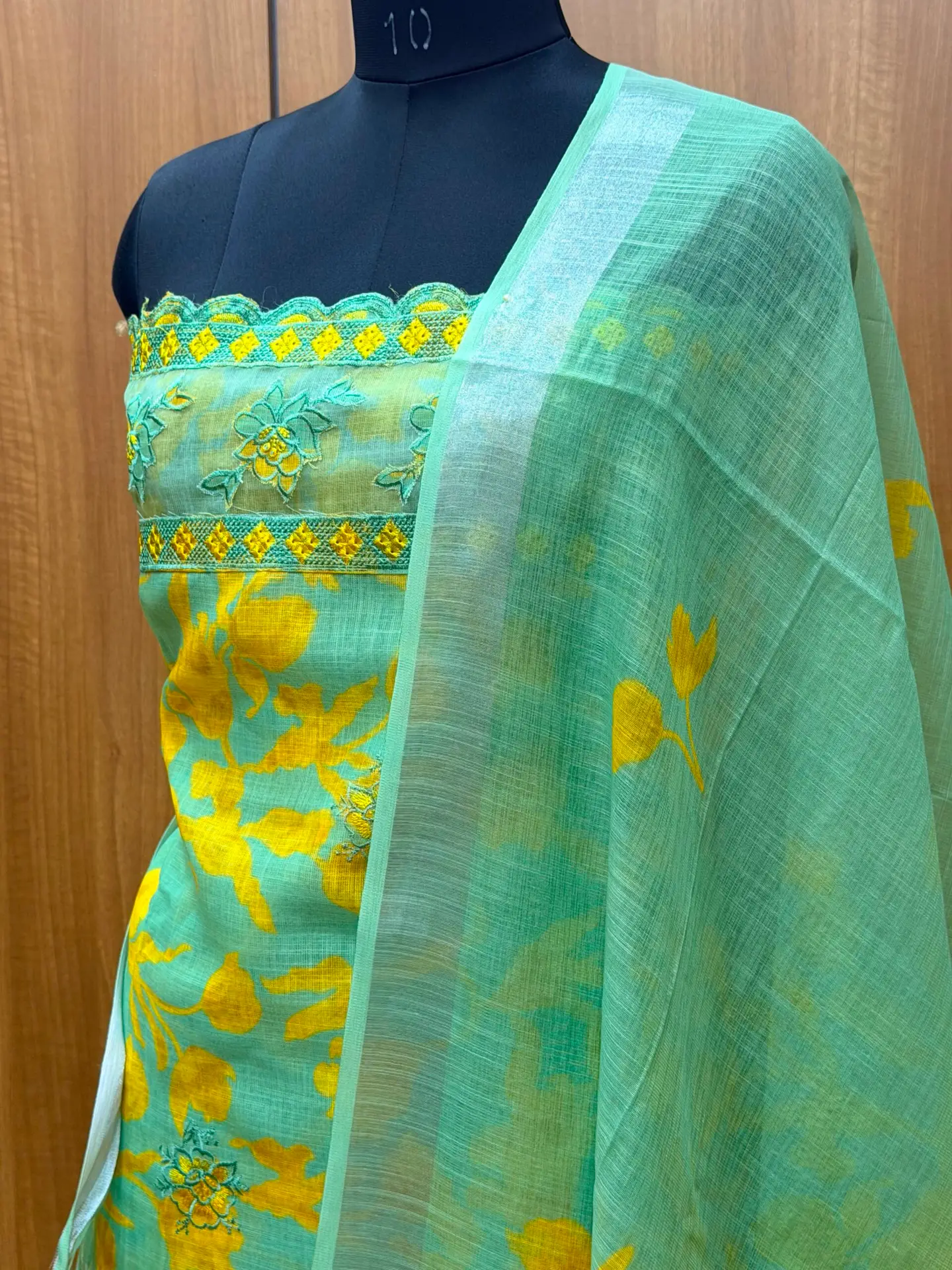 Semi linen unstitched salwar set
